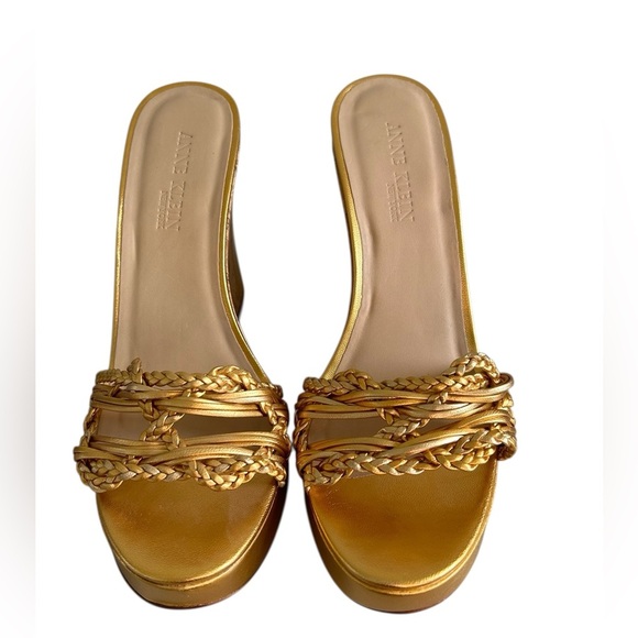 Anne Klein New York Cork and  Gold Braided Women's Sandals Sz 10 - Picture 11 of 11